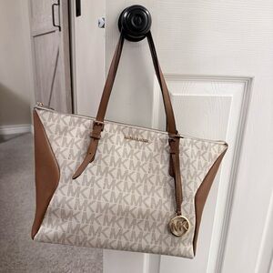 Michael Kors Tan and Cream Signature Tote